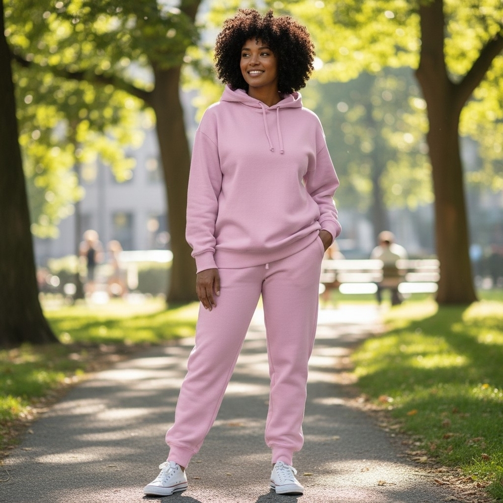 Pink Hooded Sweatsuit Sz L NWT